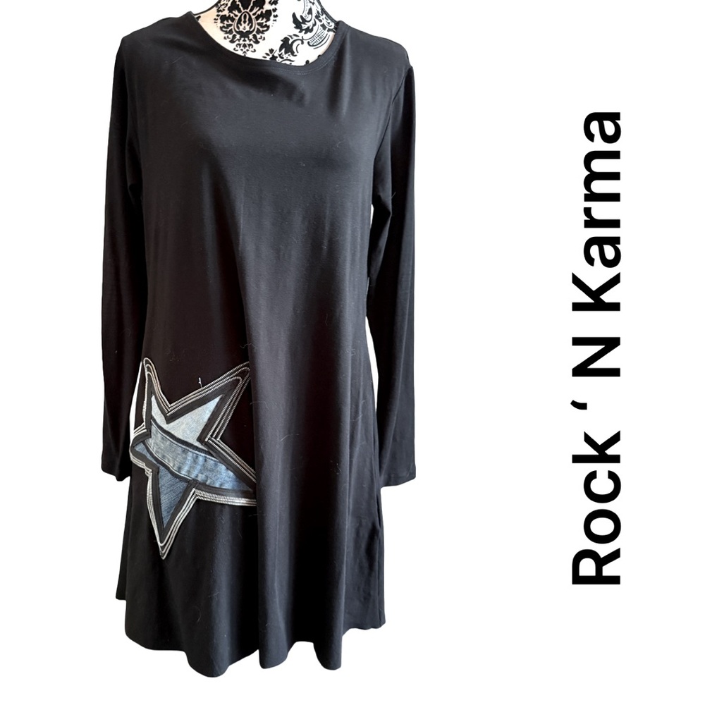 Rock 'N Karma NWT Pocket Dress Star Zipper Denim  size XL